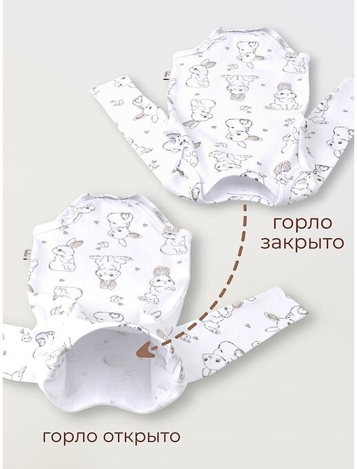 Боди для новорожденного Bebo с длинным рукавом, Зайчики и птички