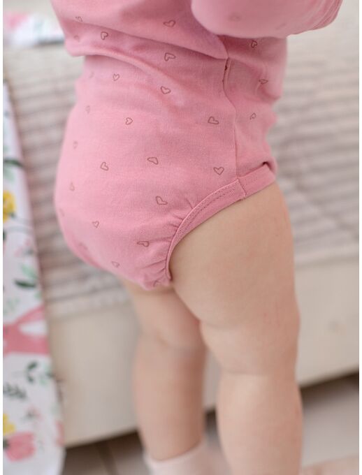 Боди для новорожденного Bebo с длинным рукавом, Сердечки на розовом