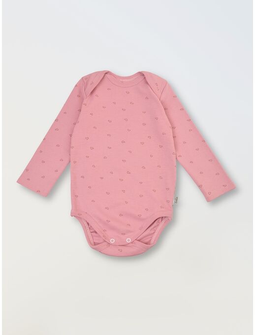 Боди для новорожденного Bebo с длинным рукавом, Сердечки на розовом