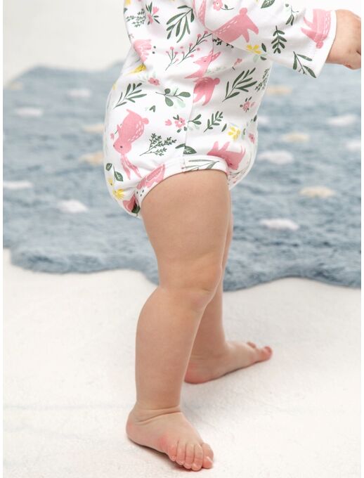 Боди с длинным рукавом для новорожденного Bebo, Зайчики в цветах