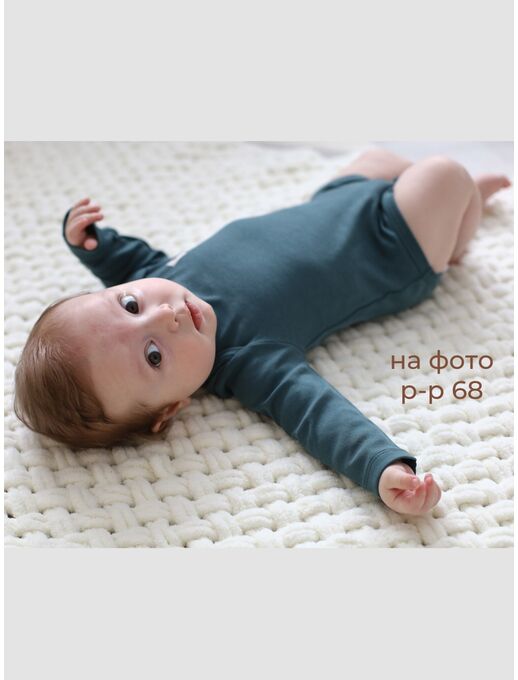 Боди Bebo для малышей с длинным рукавом, Сине зеленый