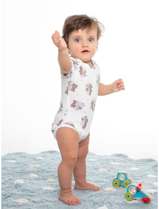 Боди для малышей Bebo с коротким рукавом, Ежики с цветами