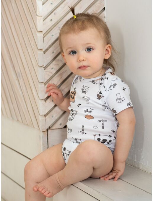 Боди для новорожденного Bebo с коротким рукавом, Автобусы