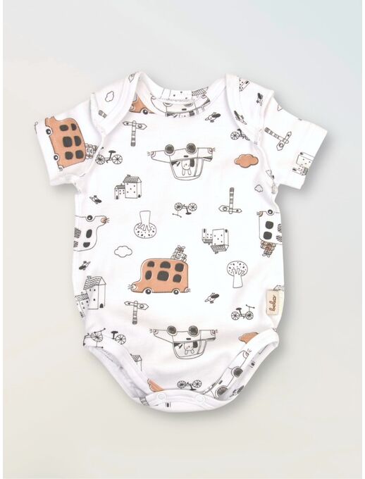 Боди для новорожденного Bebo с коротким рукавом, Автобусы