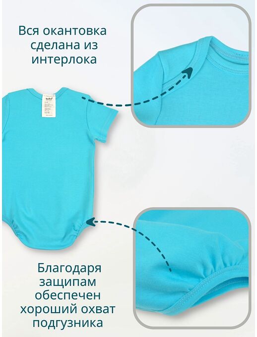 Боди для малышей Bebo с коротким рукавом, Бирюзовый