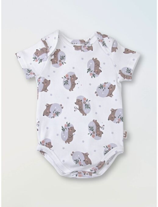 Боди для малышей Bebo с коротким рукавом, Ежики с цветами