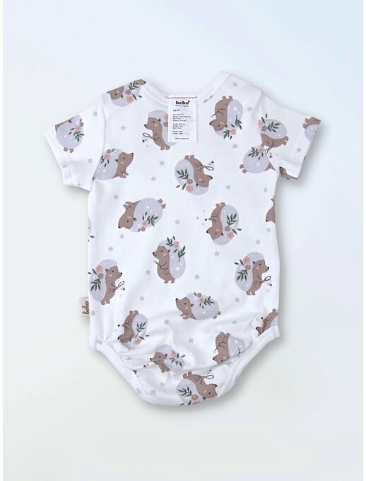 Боди для малышей Bebo с коротким рукавом, Ежики с цветами
