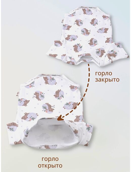 Боди для малышей Bebo с коротким рукавом, Ежики с цветами