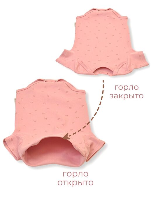 Боди для малышей Bebo с коротким рукавом, Сердечки на розовом