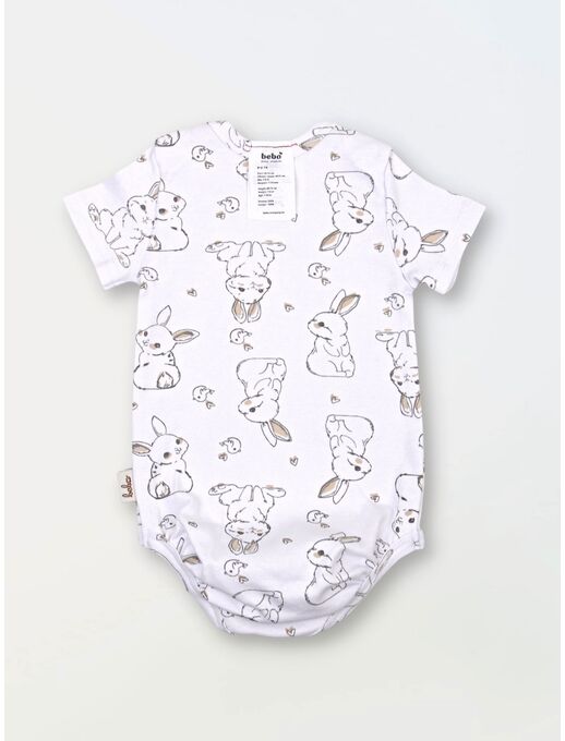 Боди для новорожденного с коротким рукавом, Зайчики и птички, Расцветка одежды: Зайчики и птички, Выбрать размер: 86, изображение 5