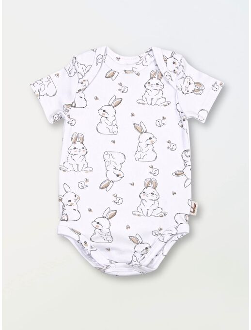 Боди для новорожденного Bebo с коротким рукавом, Зайчики и птички