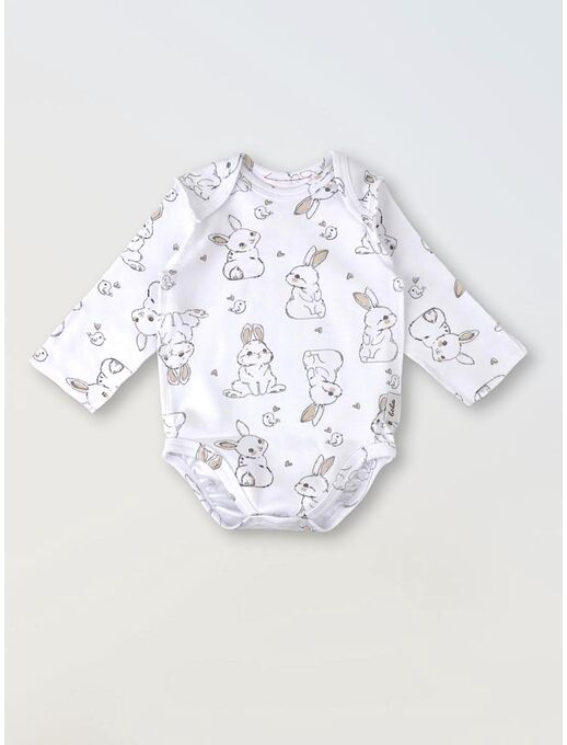 Боди для новорожденного Bebo с длинным рукавом, Зайчики и птички