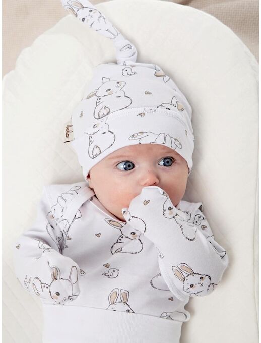 Боди для новорожденного Bebo с длинным рукавом, Зайчики и птички