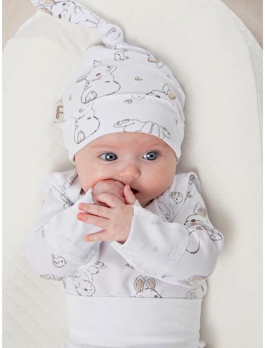 Боди для новорожденного Bebo с длинным рукавом, Зайчики и птички