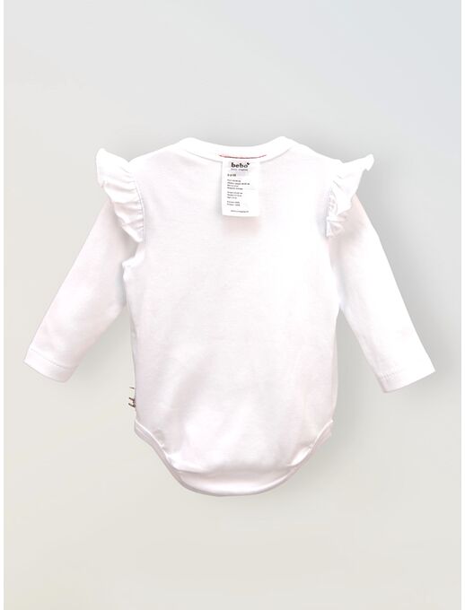 Боди кимоно для новорожденных с длинным рукавом и рюшами, Белый