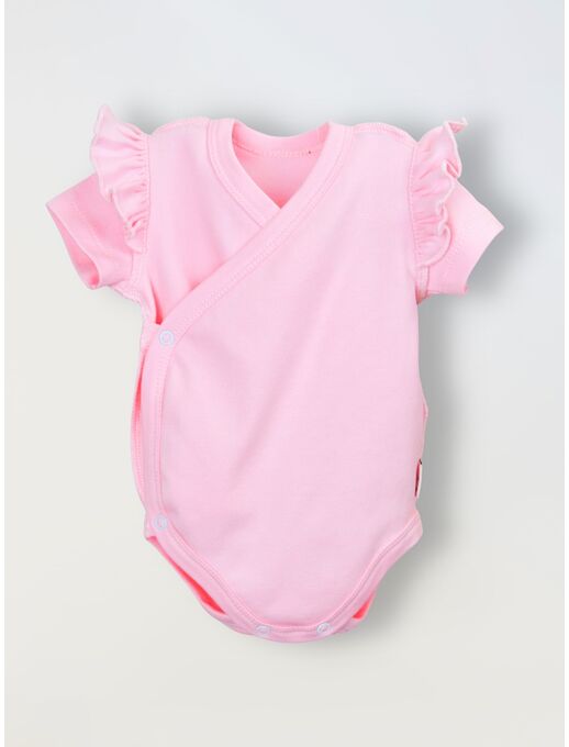 Боди кимоно для новорожденных с коротким рукавом и рюшами Розовый