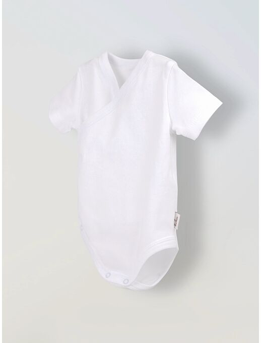 Боди кимоно для новорожденных короткий рукав Белый