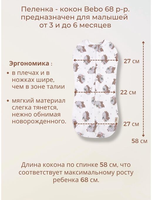 Кокон для пеленания новорожденных Bebo, Ежики с цветами