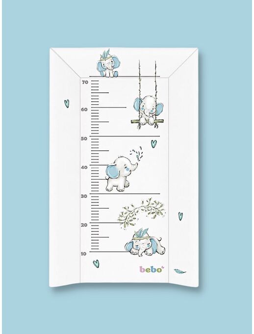 Трехбортовая пеленальная доска на кроватку Bebo Голубой слоник 80×50 с мягкой поверхностью и жестким каркасом