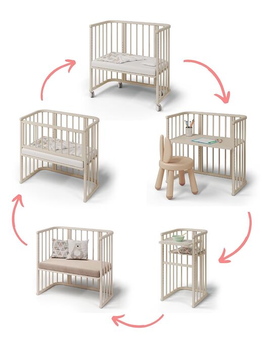 Детская приставная кроватка для новорожденных Bali, Слоновая кость, Цвет мебели: Слоновая кость