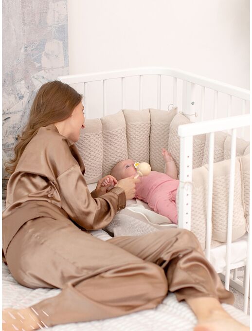 Белая приставная детская кроватка-трансформер для новорожденных Bebo Bali