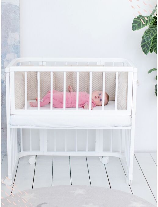 Приставная детская кроватка-трансформер для новорожденных Bebo Bali, слоновая кость