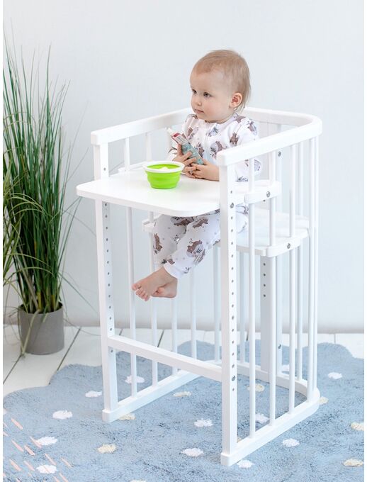 Белая приставная детская кроватка-трансформер для новорожденных Bebo Bali