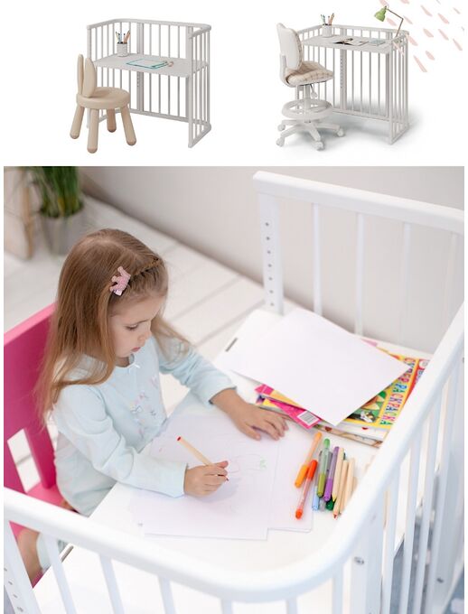 Белая приставная детская кроватка-трансформер для новорожденных Bebo Bali
