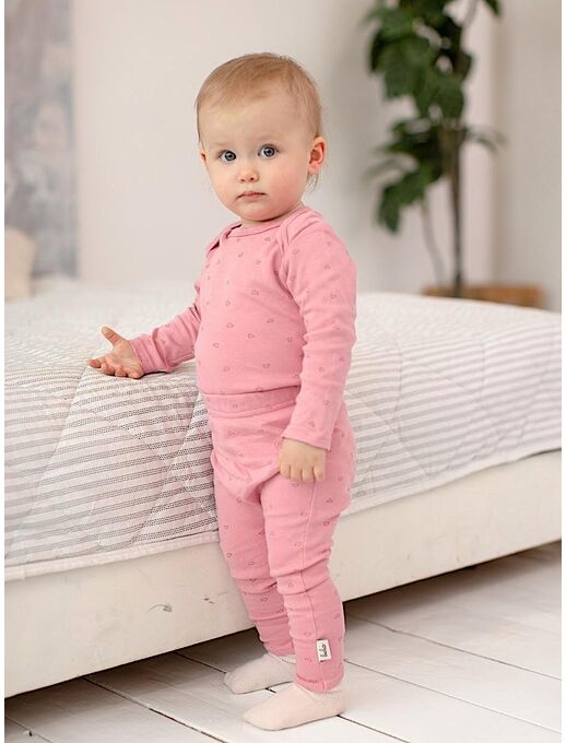 штанишки - леггинсы Bebo сердечки на розовом