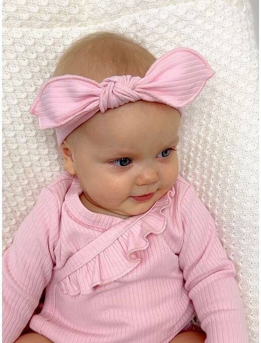 Повязка на голову для новорожденного с лепестком Bebo, Чайная роза