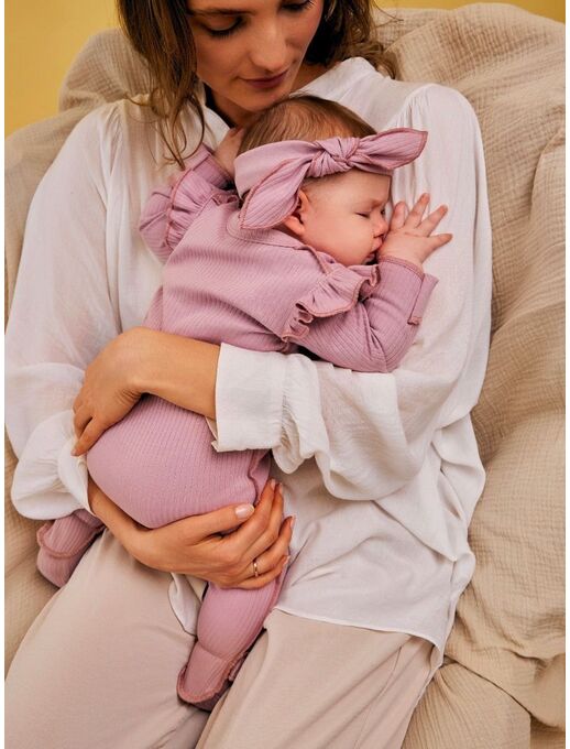 Повязка на голову для новорожденного с лепестком Bebo, Лиловый