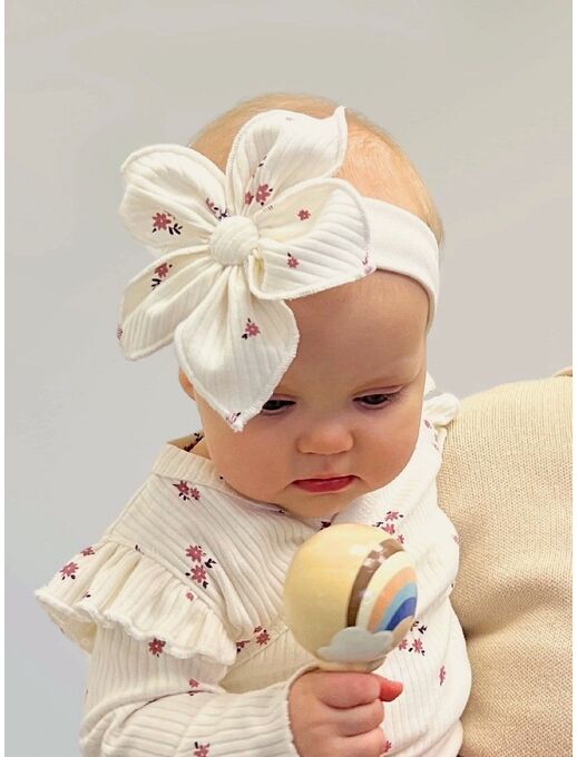 Нарядная повязка на голову для новорожденной девочки с цветком Bebo, Букетики