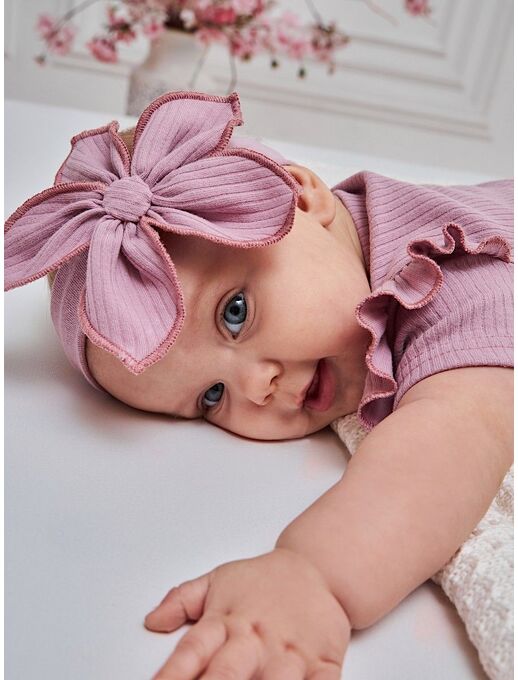 Нарядная повязка на голову для новорожденной девочки с цветком Bebo, Лиловый