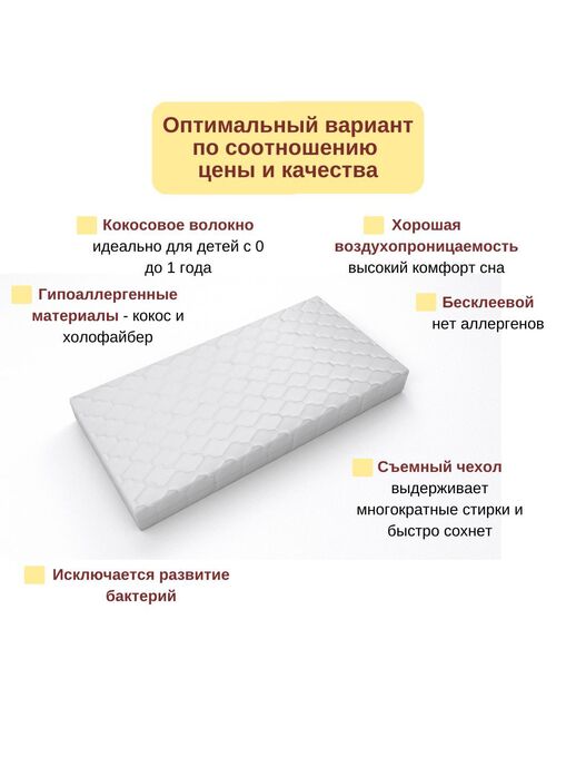 Модель беспружинного ортопедического матраса для новорожденного Bebo Original