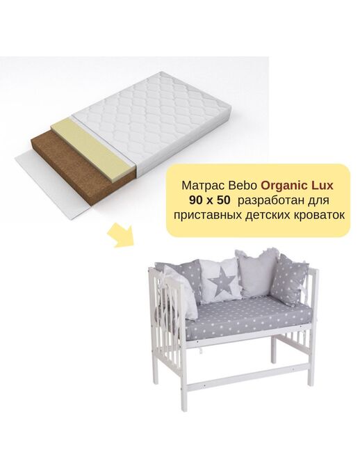 Детский двухсторонний ортопедический матрас Organic Lux​ от компании Bebo