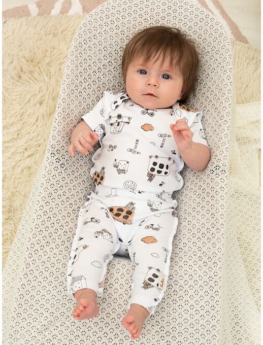 Боди для новорожденного Bebo с коротким рукавом, Автобусы