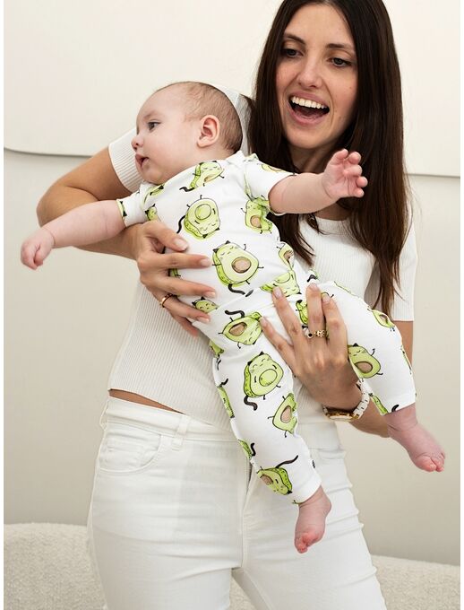 Боди для новорожденного Bebo с коротким рукавом, Авокадо-котики