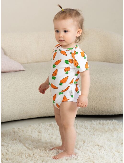 Боди для новорожденного Bebo с коротким рукавом, Морковки