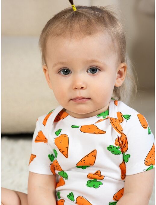Боди для новорожденного Bebo с коротким рукавом, Морковки