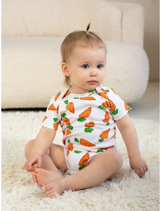 Боди для новорожденного Bebo с коротким рукавом, Морковки