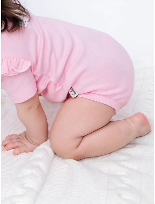 Боди кимоно для новорожденных с коротким рукавом и рюшами Розовый