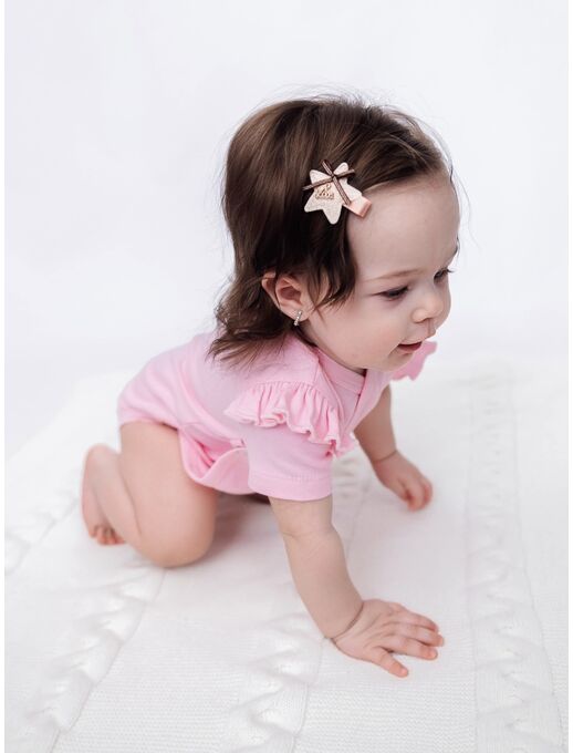 Боди кимоно для новорожденных с коротким рукавом и рюшами Розовый