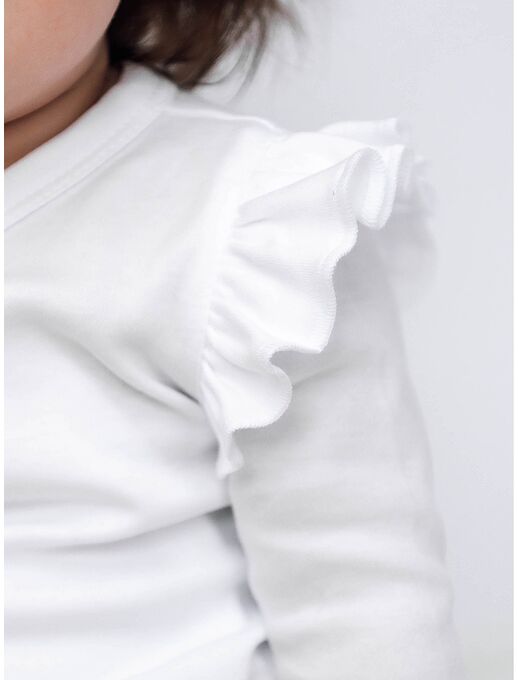 Боди кимоно для новорожденных с коротким рукавом и рюшами Белый