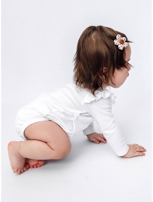 Боди кимоно для новорожденных с коротким рукавом и рюшами Белый