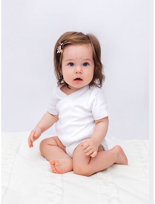 Боди кимоно для новорожденных короткий рукав Белый, Расцветка одежды: Белый, Выбрать размер: 68, изображение 2