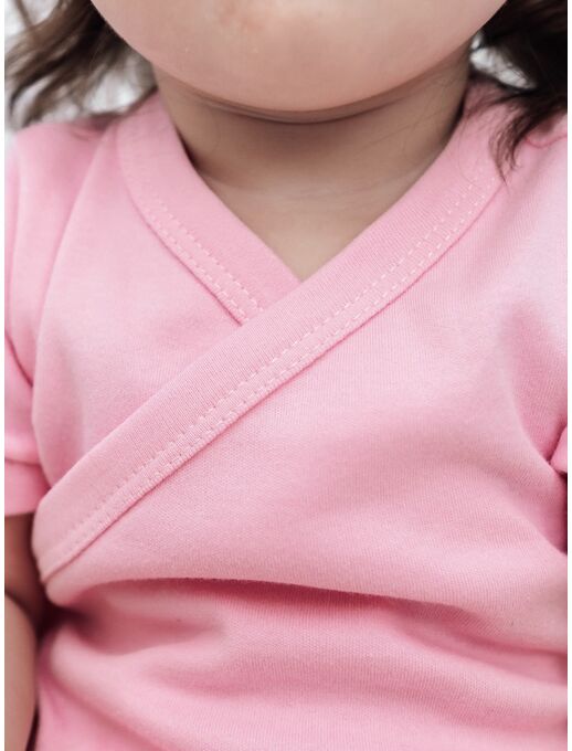 Боди кимоно для новорожденных короткий рукав Розовый р-ры 56-68, Расцветка одежды: Розовый, Выбрать размер: 56, изображение 3