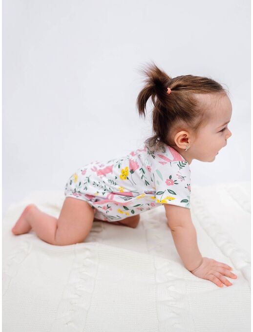 Боди кимоно для новорожденных короткий рукав Зайчики