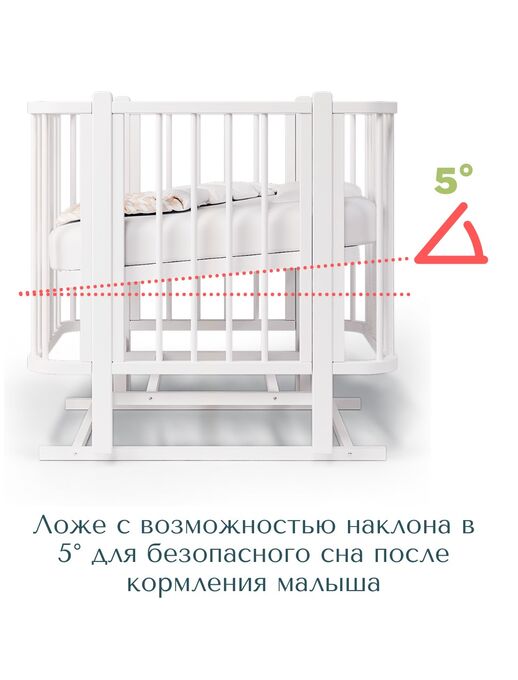 Детская кроватка для новорожденного кровать-трансформер Bebo Malibu (Бебо Малибу), Белый