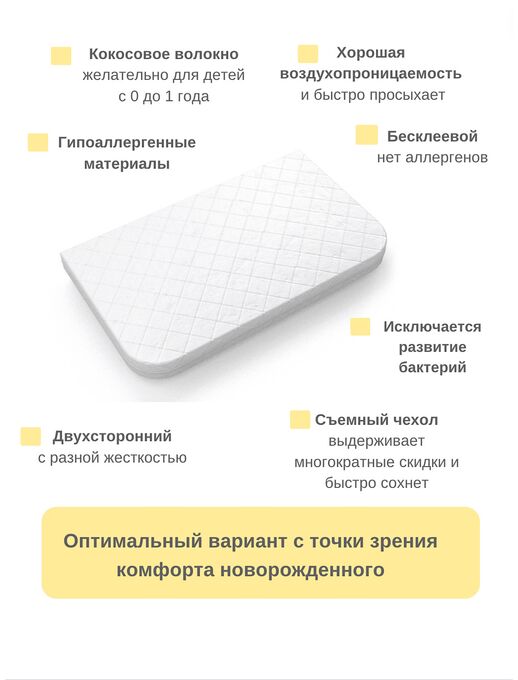 Детский двухсторонний ортопедический матрас Organic Lux​ от компании Bebo