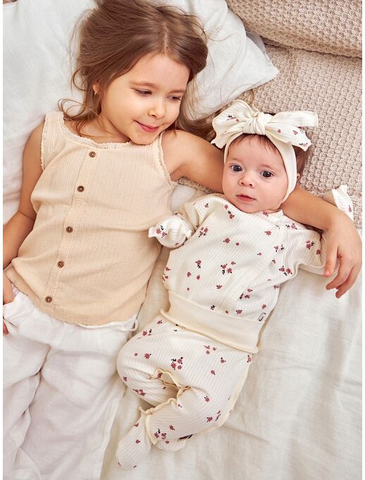 Штанишки ползунки Bebo с закрытыми ножками и широкой резинкой отличный вариант для новорожденных девочек и мальчиков, цвет Букетики